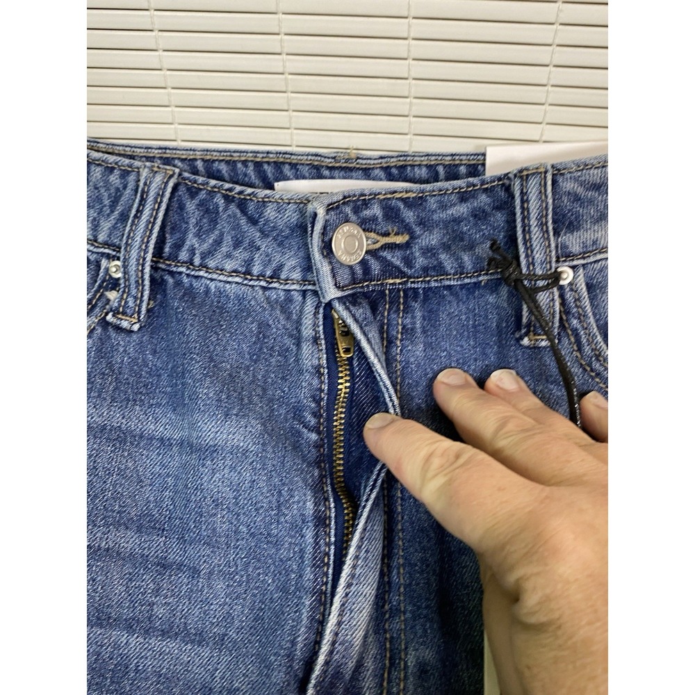 NWT Zenana Women's Size 31 High Rise Wide Leg Baggy Jeans Whiskered Med Wash - Picture 7 of 13